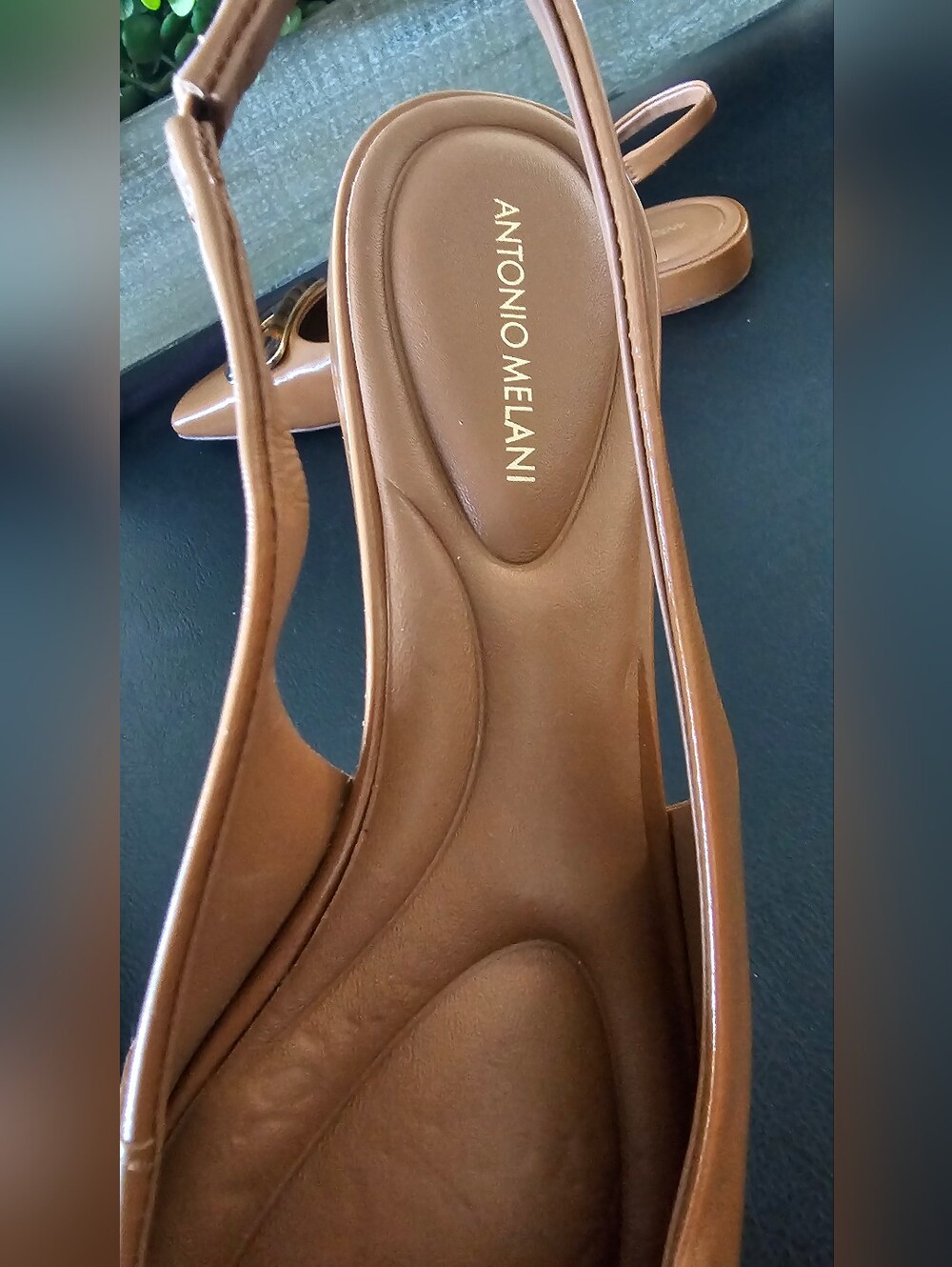 ANTONIO MELANI Neutral Slingback Flats W/Tortoiseshell Buckle Women Sz 8 & 9M - Picture 5 of 8